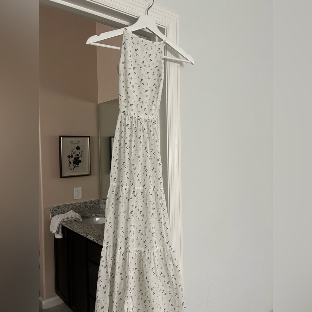 Christy Dawn White Floral Tiered Open Back Maxi Dress